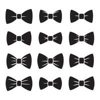 Diverse bow tie shapes silhouetted on a white surface vector