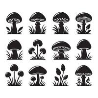 Gathering of mushroom profiles on a clean white background vector