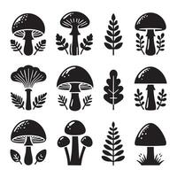 Compilation of mushroom shapes against white backdrop vector
