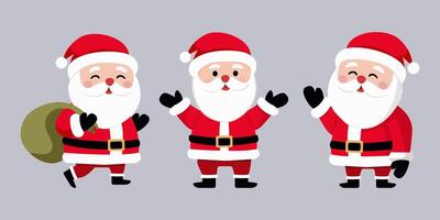 Santa Claus icon, Santa characters in different poses on light background, festive icons vector
