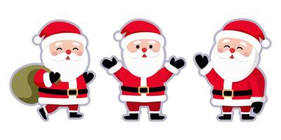 Santa Claus icon, Santa characters in different poses on light background vector
