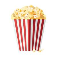 Flat style popcorn box. Popcorn is a staple snack for watching a film. Isolated on a white background. image vector