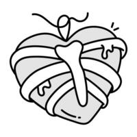 A drawing style icon of a spooky heart vector