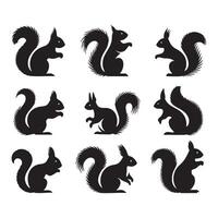Assorted squirrel silhouettes arranged on a blank white backdrop vector