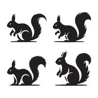 Compilation of squirrel silhouettes displayed on a simple white background vector
