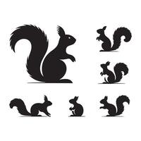Diverse grouping of squirrel silhouettes arranged on white vector