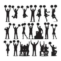 Set of cheer silhouettes featured on a white backdrop vector