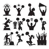 Group of cheer silhouettes highlighted against a white background vector