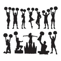 Array of cheer silhouettes juxtaposed on a white background vector