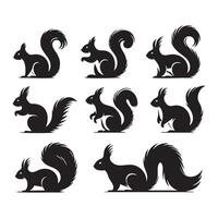Multiple squirrel silhouettes arranged on a solid white background vector