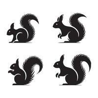 Collection of squirrel profiles in silhouette style on a white backdrop vector
