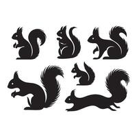 Assortment of squirrel cutout shapes on a clear white background vector