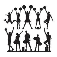 Array of cheer silhouettes created against a white background vector