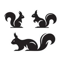 Array of squirrel silhouettes scattered across a white canvas vector