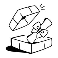 Diploma in a box, a drawing style icon vector