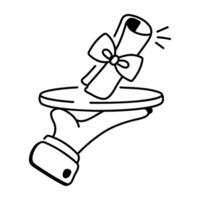 Qualification degree icon in drawing style vector