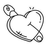 Heart pin icon in doodle style vector