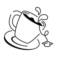 Tea cuTea cup icon in doodle style p icon in doodle style vector