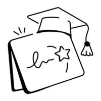 A graduation note icon in drawing style vector