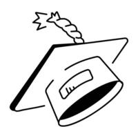 Graduation hat icon in drawing style vector