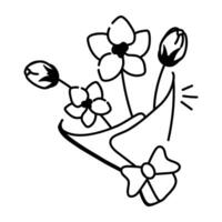 Beautiful flower bouquet icon in sketchy style vector