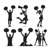 Set of cheer silhouettes displayed over a white surface vector