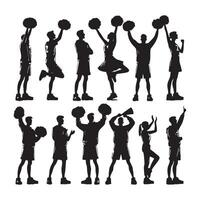 Group of cheer silhouettes placed on a white background vector