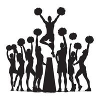 Ensemble of cheer silhouettes on a white backdrop vector