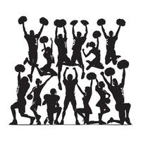 Cluster of cheer silhouettes set against a white background vector