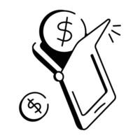 A doodle icon of mobile wallet vector