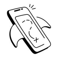 Hand drawn icon of travel app vector