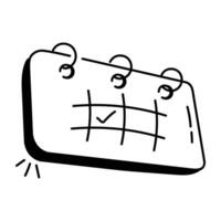A doodle style icon of mobile calendar vector