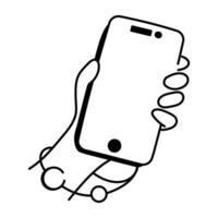 Hand drawn icon of mobile addiction vector