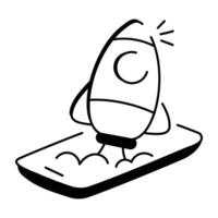 Doodle style icon of app startup vector
