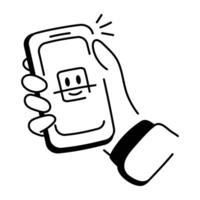 Doodle style icon of face scan app vector