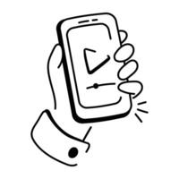 A hand drawn style icon of mobile streaming vector