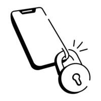 A doodle icon of mobile lock vector