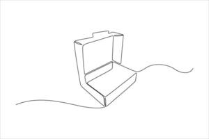 A minimalist line drawing of an open box, suggesting storage or packaging. vector