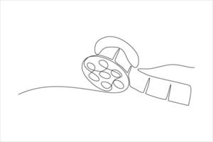 A continuous line drawing of a revolver, emphasizing its shape and design. vector