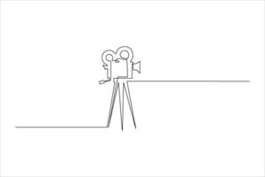 A minimalist illustration of a film camera on a tripod, symbolizing filmmaking and creativity. vector