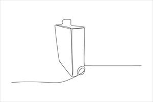A minimalist line drawing of a carton with a straw, representing a drink container. vector