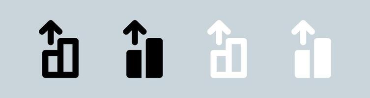 Level up icon set in black and white. Competition signs illustration. vector