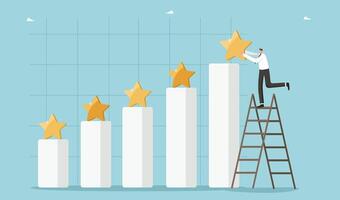 Man puts star on top of chart vector