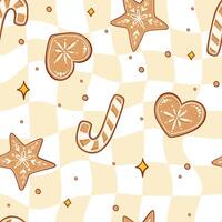 Christmas Seamless Pattern with Candy Canes and Cookies vector