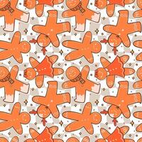 Playful Gingerbread Cookie Seamless Pattern with Festive Characters vector