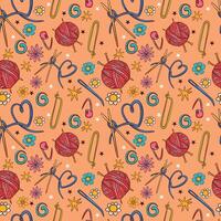 Handcrafted design with knitting and crocheting motifs vector