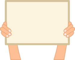 Paper banner in human hands or Blank board template for announcement or information board png