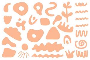 Retro futuristic design elements. Creative collage in Y2K style for social networks, cards, clothing printing. Collection of abstract graphic geometric symbols and objects in Y2K style. Templates for vector