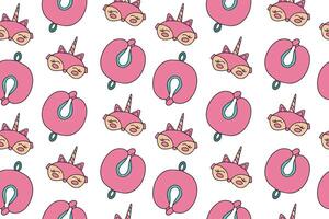 Seamless pattern with sleep masks and orthopedic pillow. vector