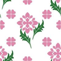 seamless pattern with pink flowers vector